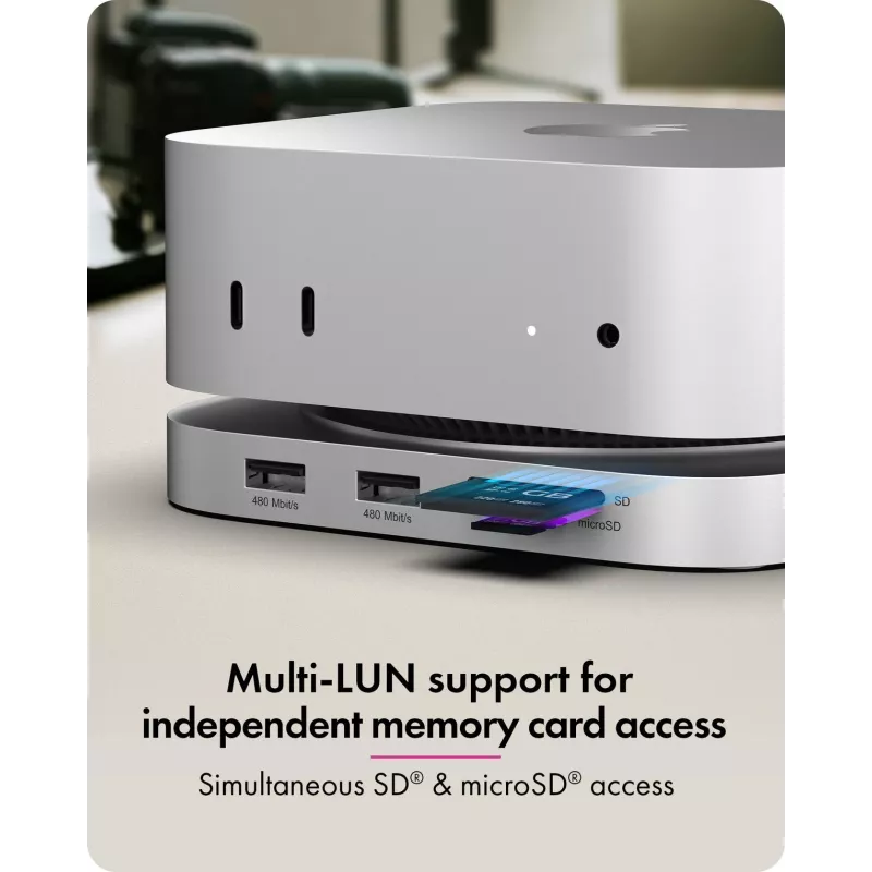 ICY BOX 7-in-1 USB Type-C DockingStation su M.2 NVMe lizdu, SSD, atminties kortele, M.2, 4 TB, USB 3.2 Gen 2 (3.1 Gen 2) Type-C, sidabrinė, aliuminis