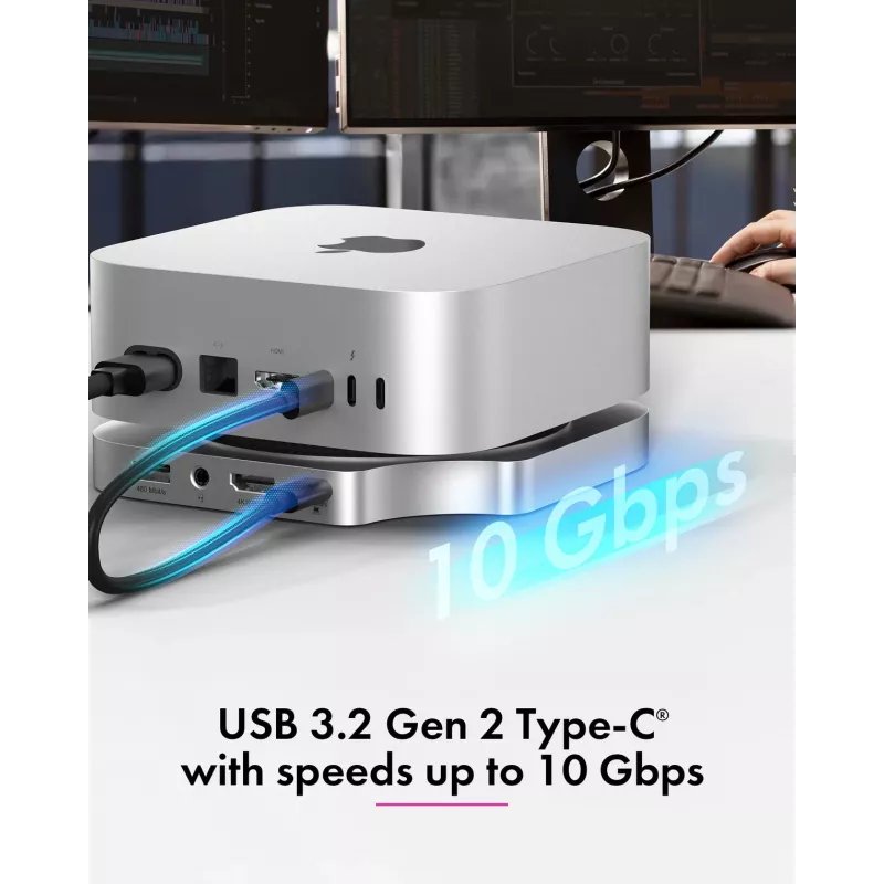 ICY BOX 7-in-1 USB Type-C DockingStation su M.2 NVMe lizdu, SSD, atminties kortele, M.2, 4 TB, USB 3.2 Gen 2 (3.1 Gen 2) Type-C, sidabrinė, aliuminis
