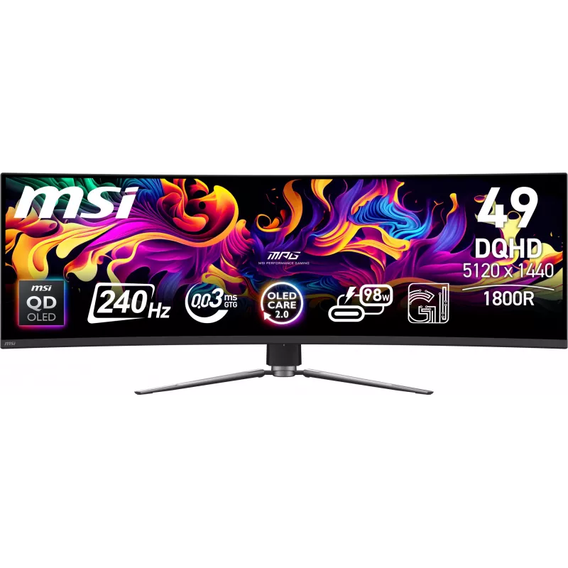 Monitorius MSI MPG 491CQPX QD-OLED 124,5 cm (49 colių) 5120 x 1440 Dual QHD juodas