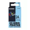 Juostelė etiketėms CASIO XR-24X1 — juoda ant skaidrios, 24 mm × 8 m