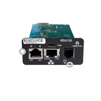 Vertiv Liebert IntelliSlot RDU120 tinklo kortelė, nuotolinio stebėjimo adapteris, RS-485, USB prievadas, UL2900-1 kibernetinio saugumo sertifikuota, 1Gb Ethernet (RDU120)