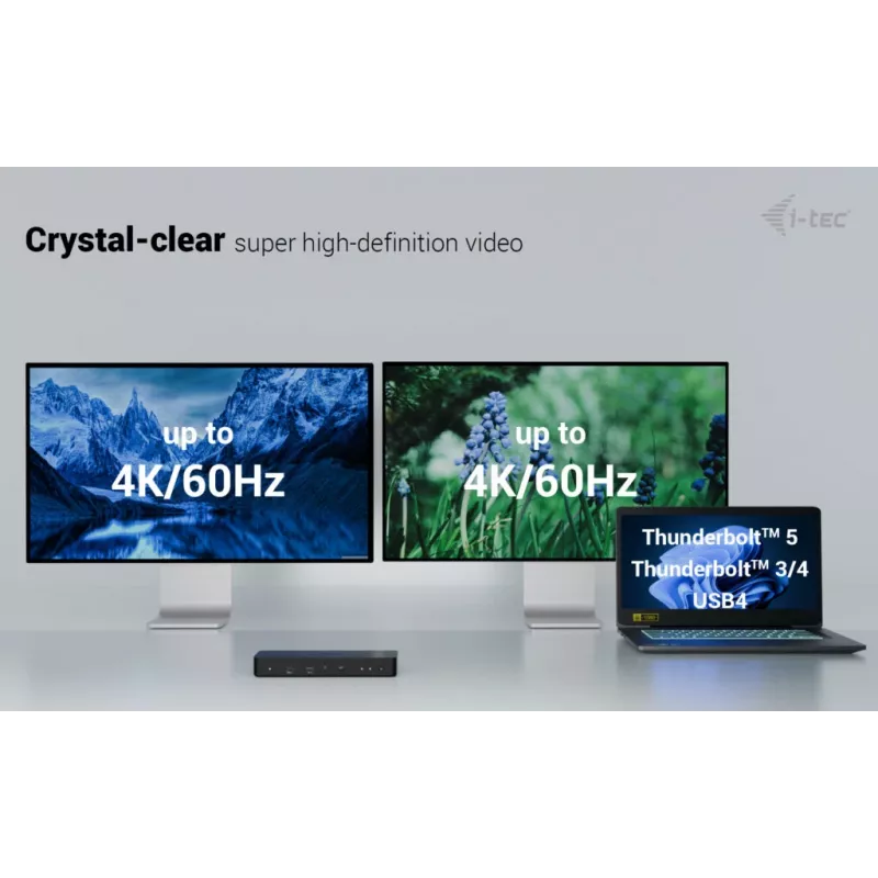 i-tec Thunderbolt 4 išmanusis dviejų monitorių dokas su 90 W įkrovimu
