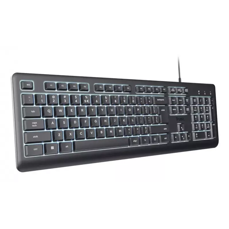 Trust Primo apšviesta klaviatūra Namai/Biuras USB QWERTY JAV anglų Juoda