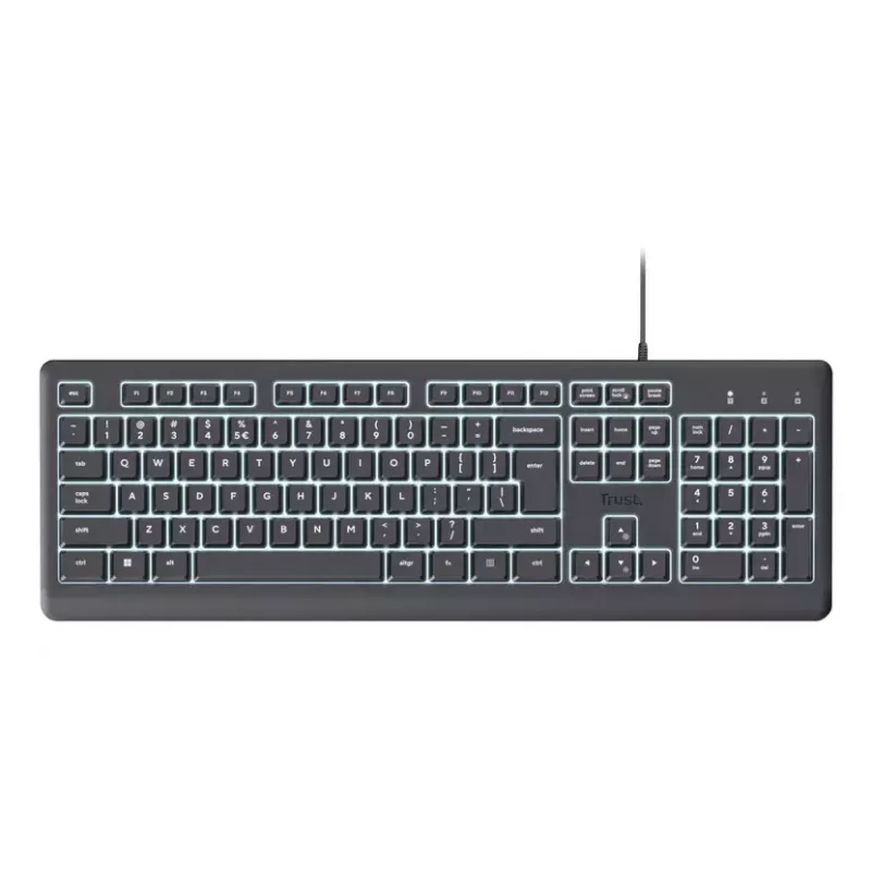 Trust Primo apšviesta klaviatūra Namai/Biuras USB QWERTY JAV anglų Juoda