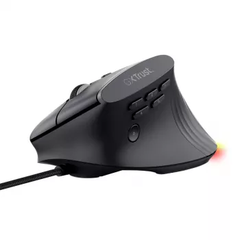 Žaidimų pelė TRUST GXT 145 Rexxa, dešiniajai rankai, USB Type-A, 12800 DPI, laidinė, RGB ratukas, juoda