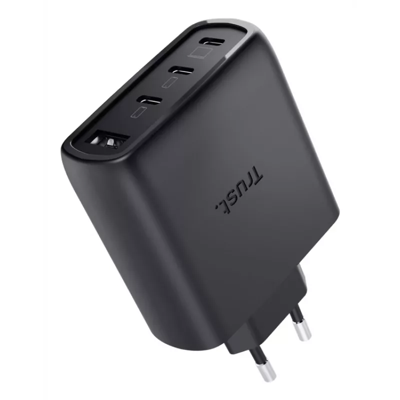 TRUST Maxo 65W greitasis AC sieninis įkroviklis, 3× USB-C, max 20V, 2 m laidas, juodas