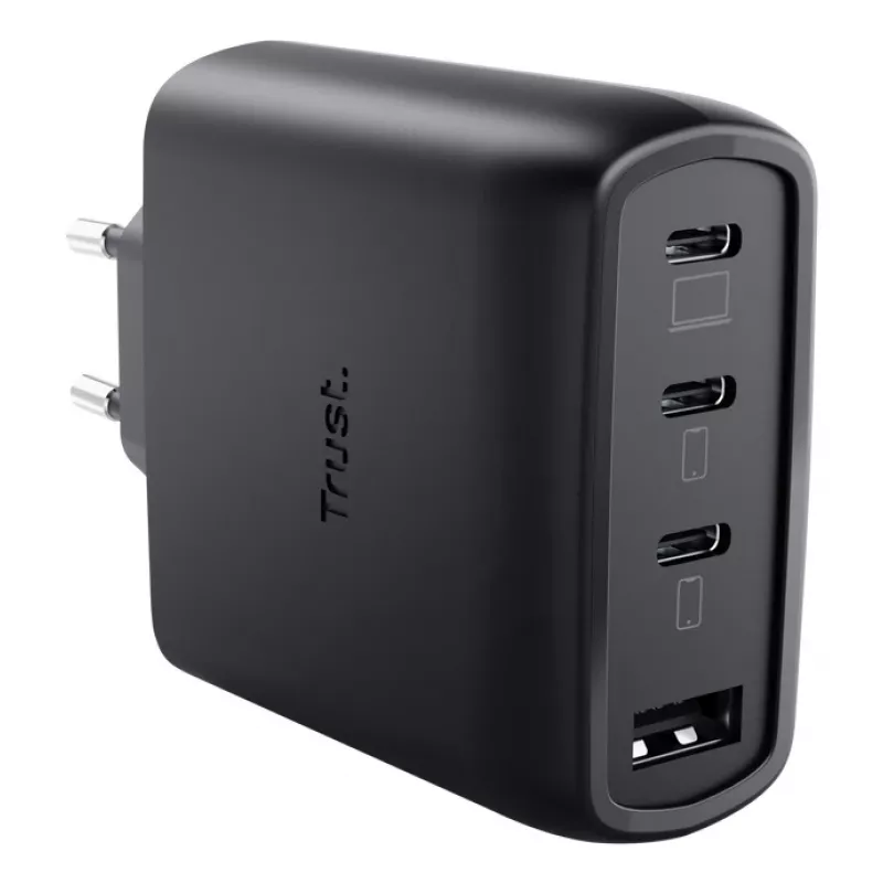TRUST Maxo 65W greitasis AC sieninis įkroviklis, 3× USB-C, max 20V, 2 m laidas, juodas