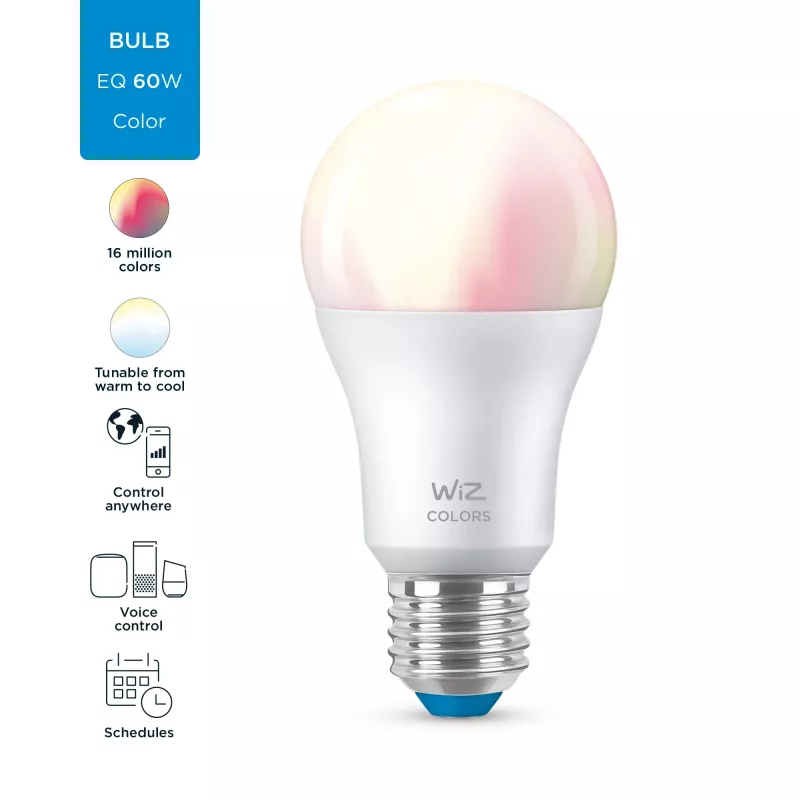 Išmanioji lemputė Telekom WiZ Bulb 8W (Eq.60W) A60 E27 – Wi‑Fi/Bluetooth, 8 kWh/1000h, 60×122 mm