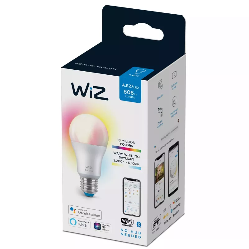 Išmanioji lemputė Telekom WiZ Bulb 8W (Eq.60W) A60 E27 – Wi‑Fi/Bluetooth, 8 kWh/1000h, 60×122 mm