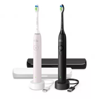 Įkraunamas soninis dantų šepetėlis Philips 3100 serijos HX4072/42 – 2 rankenos, 2 antgaliai, Li‑Ion baterija, Daily Care režimas