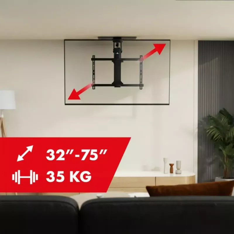 Elektrinis lubinis TV laikiklis MACLEAN MC-490, 32–75 col., motorizuotas pakreipimas ir sukimas