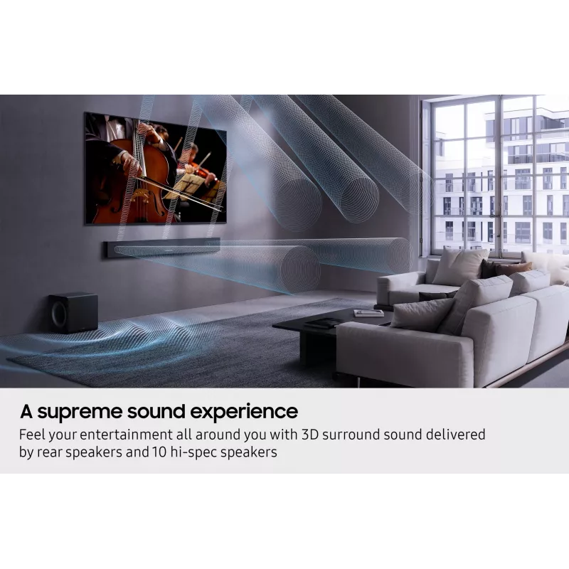 Samsung Q-series QS750F 5.1.2ch garso juosta su žemų dažnių garsiakalbiu ir galiniais garsiakalbiais (2025)