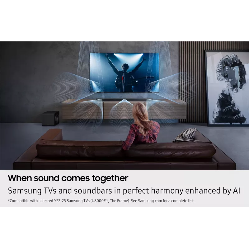 Samsung Q-series QS750F 5.1.2ch garso juosta su žemų dažnių garsiakalbiu ir galiniais garsiakalbiais (2025)