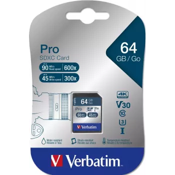 Flash atminties kortelė Verbatim Pro 64 GB SDXC UHS Class 10