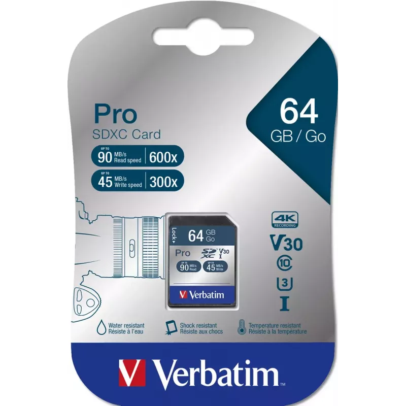 Flash atminties kortelė Verbatim Pro 64 GB SDXC UHS Class 10