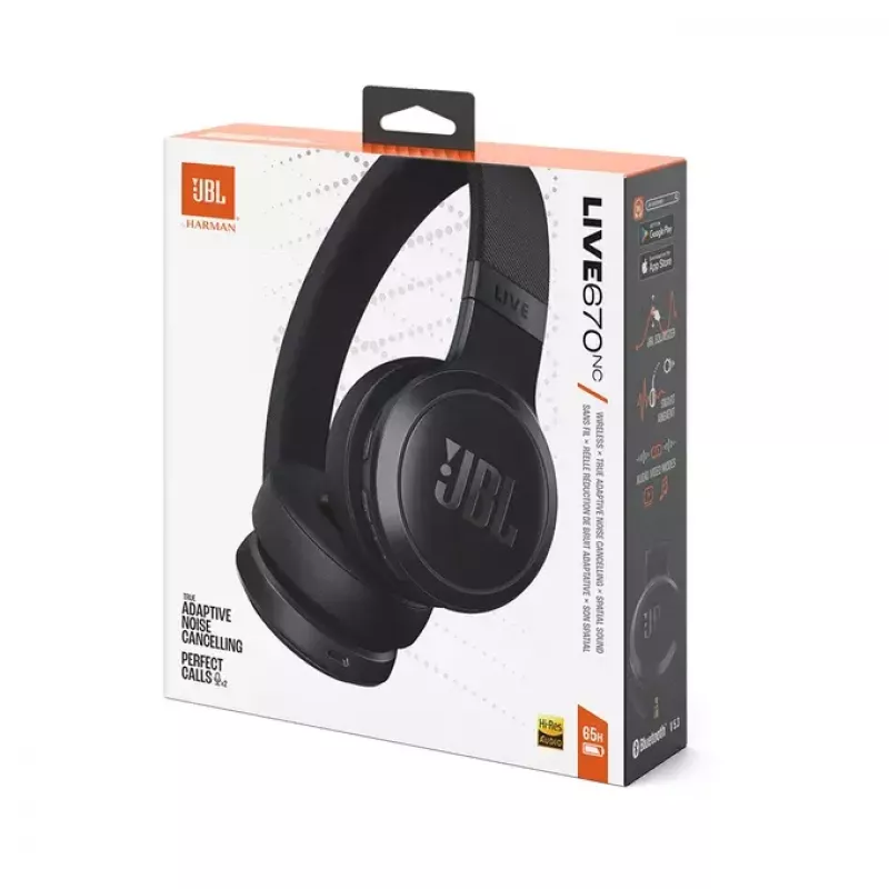 JBL Live 670NC belaidės ausinės ant galvos, skambučiai/muzika, Bluetooth, juodos