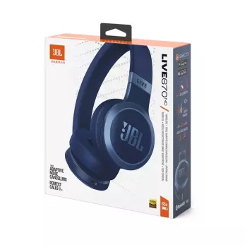 Ausinės JBL Live 670NC belaidės, lankeliu, mėlynos, Bluetooth 5.3