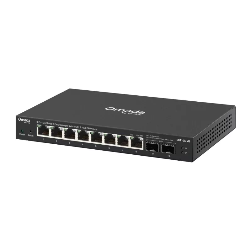 Valdomas 2.5G Ethernet jungiklis TP‑Link ES210X‑M2 — 8x 2.5G (100/1000/2500), 80 Gbps, stalinis/sieninis