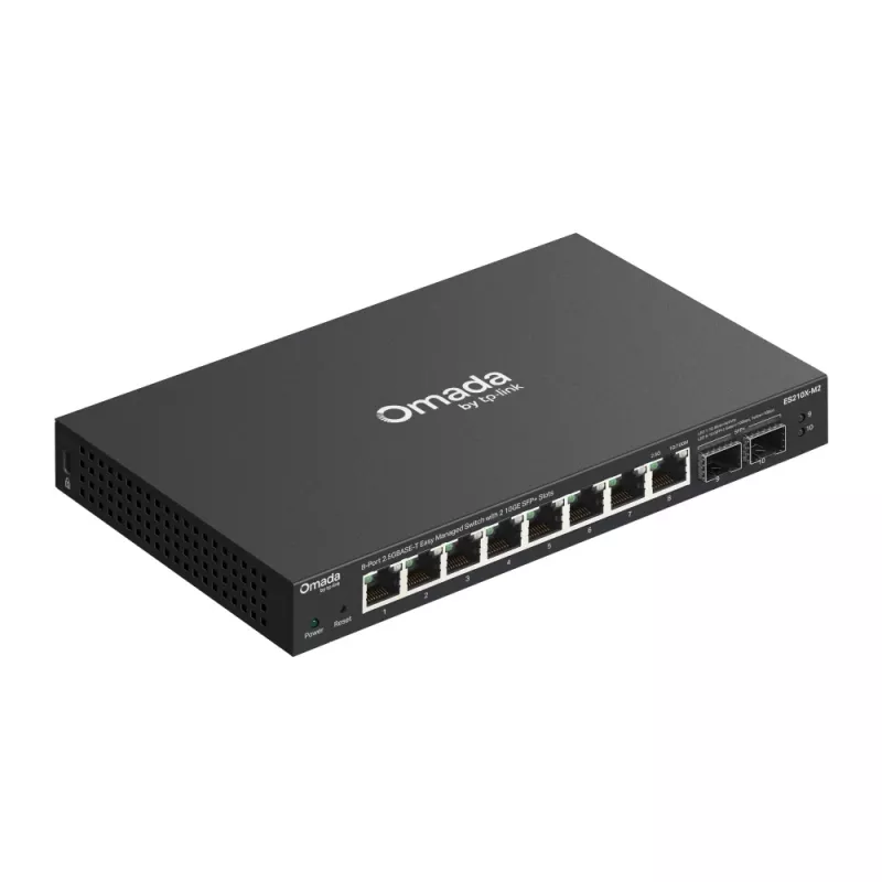 Valdomas 2.5G Ethernet jungiklis TP‑Link ES210X‑M2 — 8x 2.5G (100/1000/2500), 80 Gbps, stalinis/sieninis