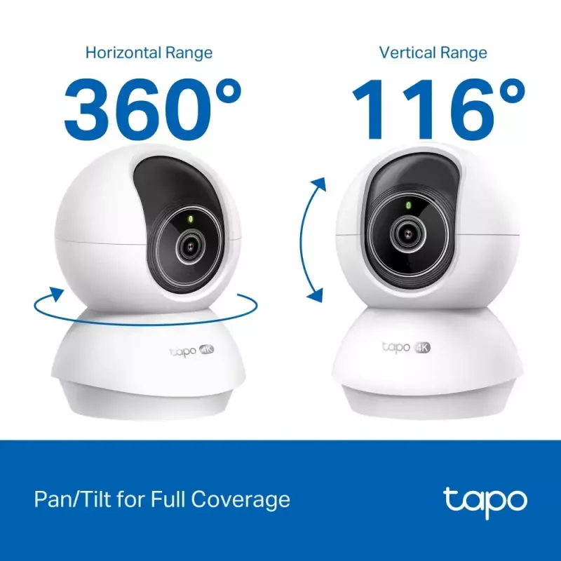 TP-LINK Tapo C250 PTZ 8MP 4K namų apsaugos Wi-Fi kamera su AI ir naktiniu matymu