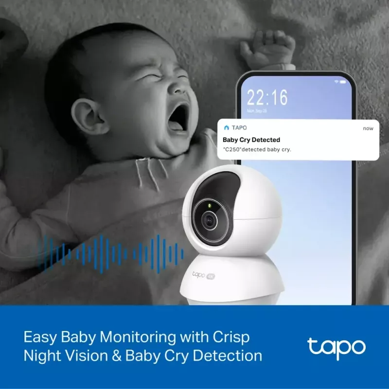 TP-LINK Tapo C250 PTZ 8MP 4K namų apsaugos Wi-Fi kamera su AI ir naktiniu matymu