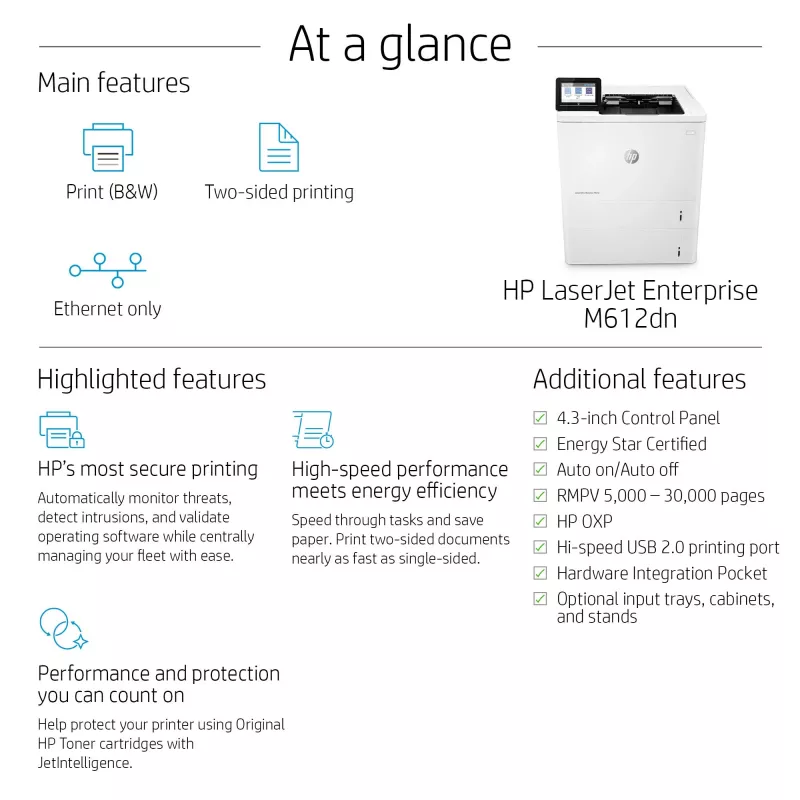 Spaustuvas HP LaserJet Enterprise M612dn Laser White