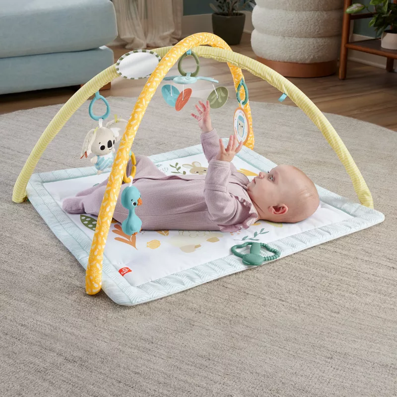 Fisher-Price Sensimals Simply Senses Newborn Gym – kūdikių kilimėlis su 6 sensoriniais žaislais