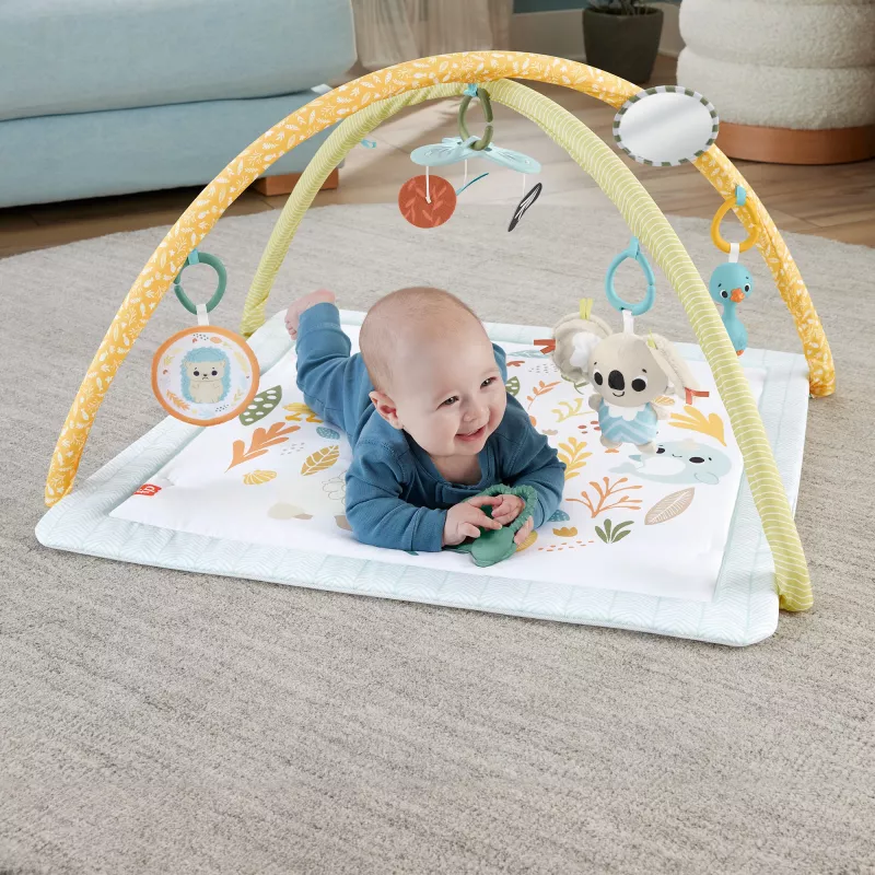 Fisher-Price Sensimals Simply Senses Newborn Gym – kūdikių kilimėlis su 6 sensoriniais žaislais