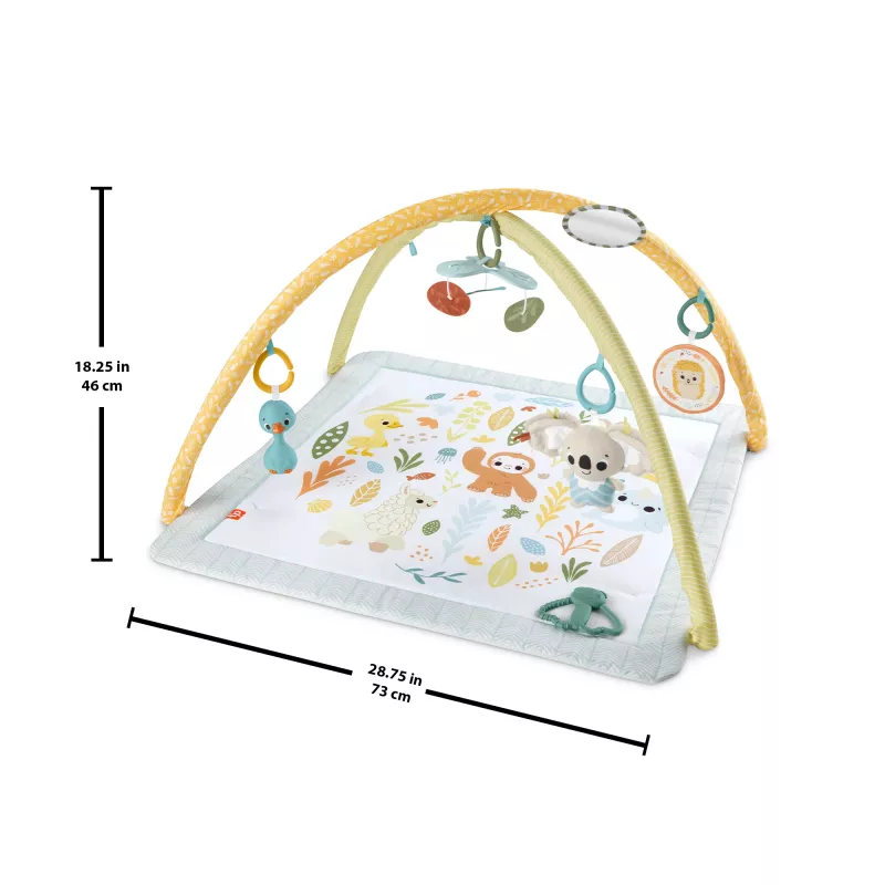 Fisher-Price Sensimals Simply Senses Newborn Gym – kūdikių kilimėlis su 6 sensoriniais žaislais