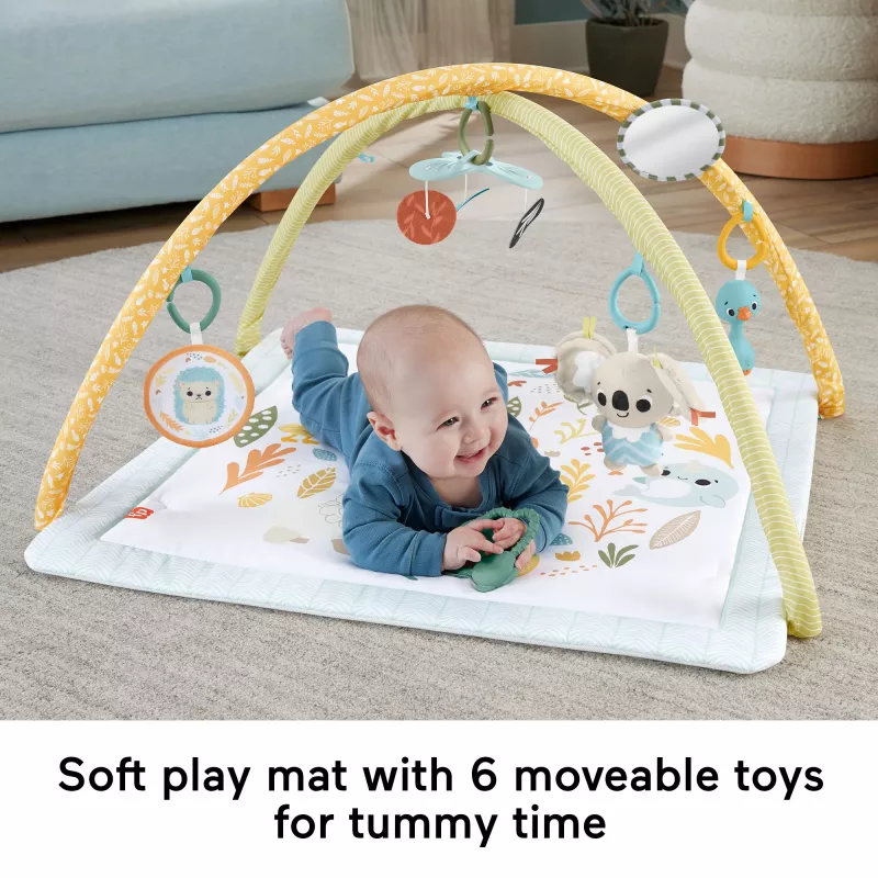 Fisher-Price Sensimals Simply Senses Newborn Gym – kūdikių kilimėlis su 6 sensoriniais žaislais