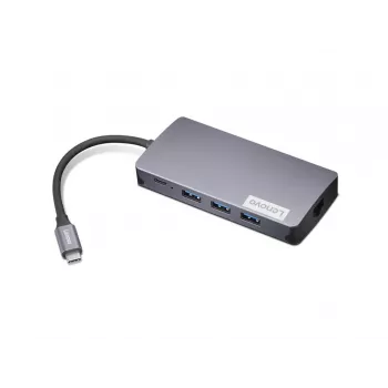 Lenovo GX91M73946 USB-C belaidis adapteris, 100W, HDMI, VGA, 3x USB-A, SD skaitytuvas, Gigabit Ethernet, 4K@30Hz, pilka