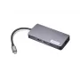 Lenovo GX91M73946 USB-C belaidis adapteris, 100W, HDMI, VGA, 3x USB-A, SD skaitytuvas, Gigabit Ethernet, 4K@30Hz, pilka