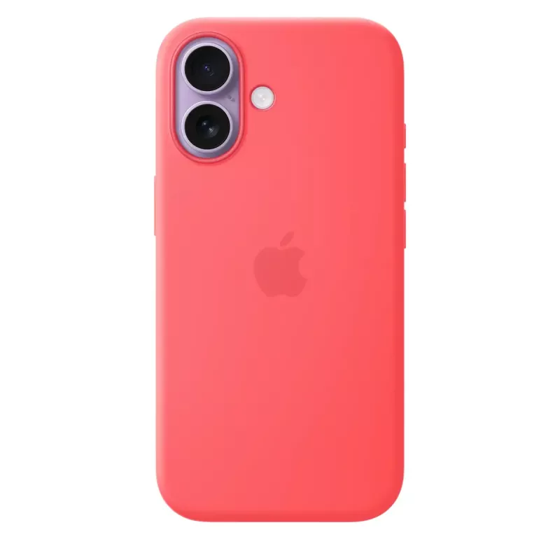 Silicone dėklas su MagSafe, skirtas Apple iPhone 17 — Bright Guava, tinka 6,3 colio (16 cm) ekranui