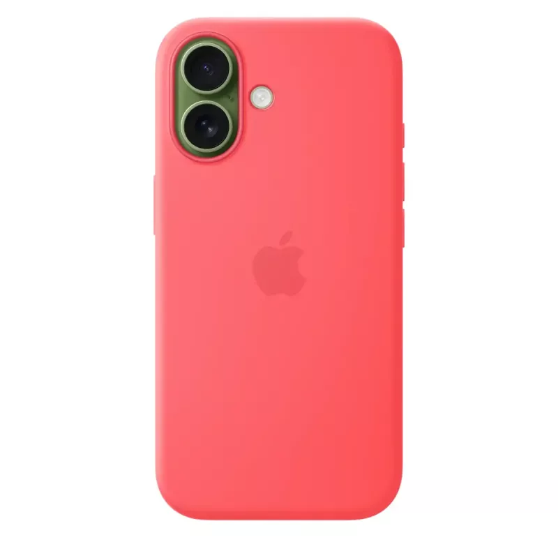 Silicone dėklas su MagSafe, skirtas Apple iPhone 17 — Bright Guava, tinka 6,3 colio (16 cm) ekranui