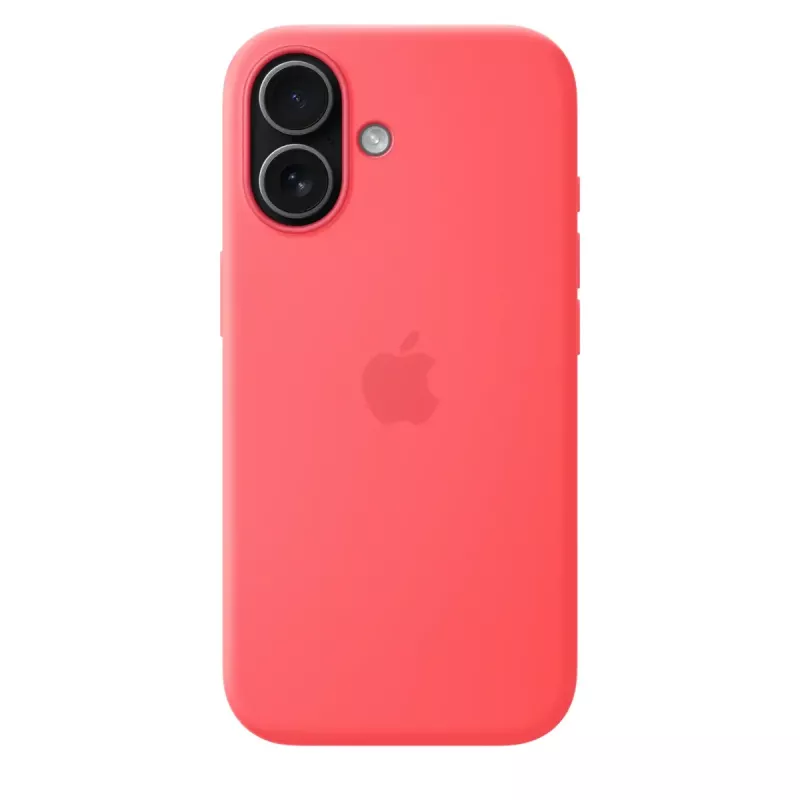 Silicone dėklas su MagSafe, skirtas Apple iPhone 17 — Bright Guava, tinka 6,3 colio (16 cm) ekranui