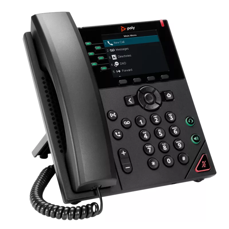 HP Poly VVX 350 IP telefonas, 6 linijų, su PoE, juodas