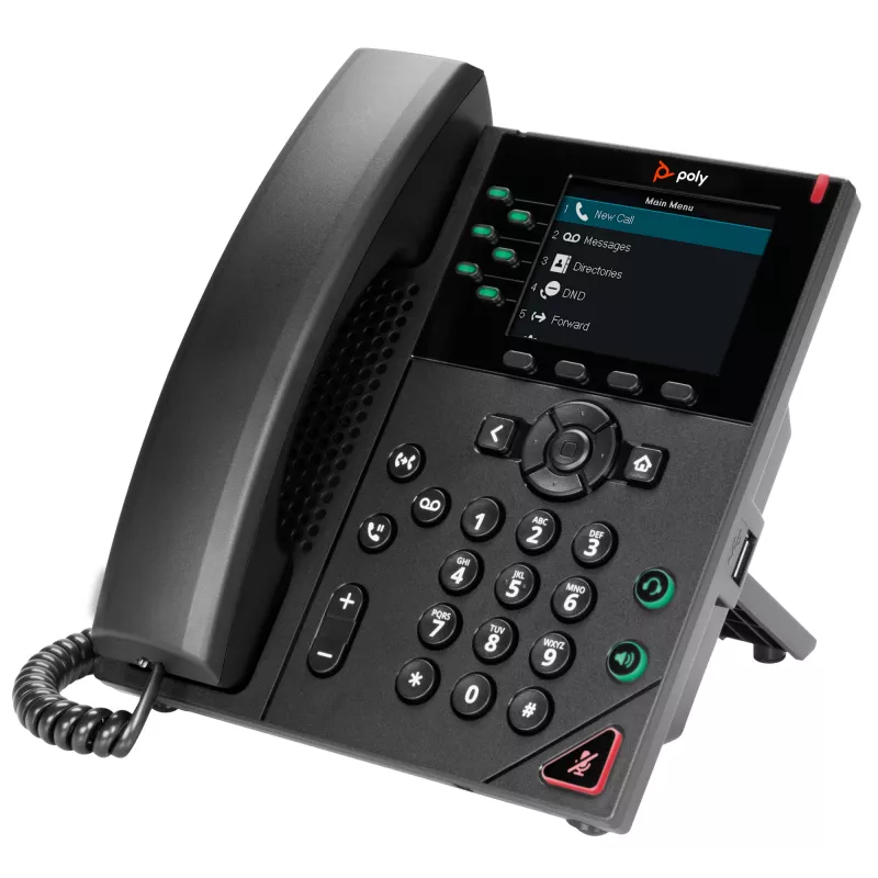HP Poly VVX 350 IP telefonas, 6 linijų, su PoE, juodas