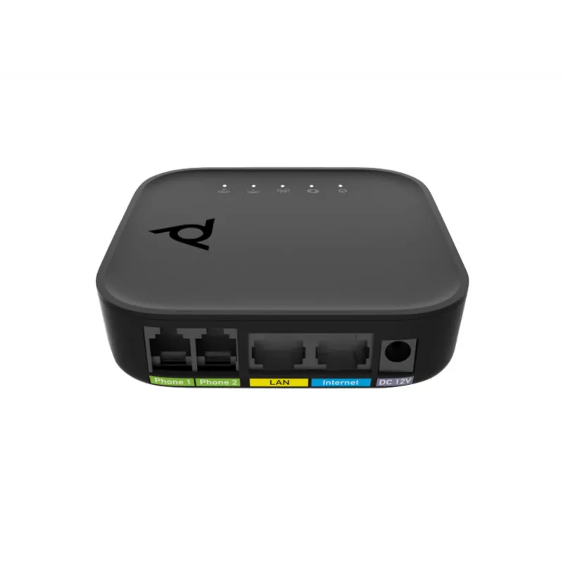 Balso prievado adapteris POLY ATA 402 2FXS VoIP adapteris su Open SIP, G.711/OPUS, DC maitinimas, 100–240 V AC įėjimas