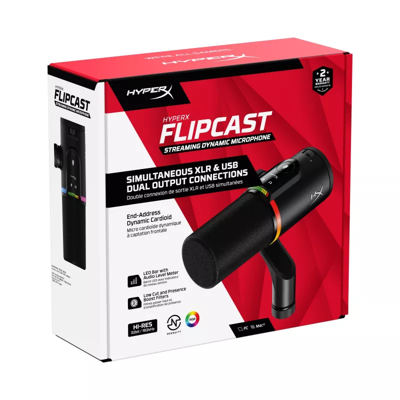 HyperX FlipCast – USB/XLR dinaminis mikrofonas (juodas)