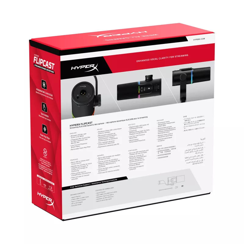 HyperX FlipCast – USB/XLR dinaminis mikrofonas (juodas)