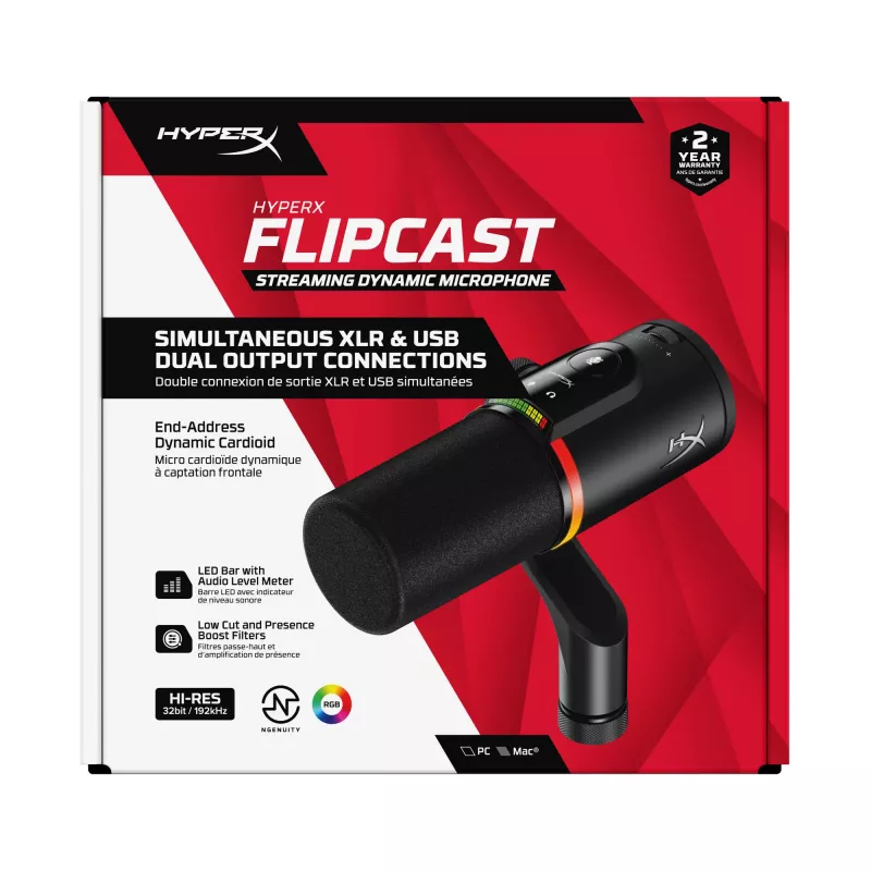 HyperX FlipCast – USB/XLR dinaminis mikrofonas (juodas)