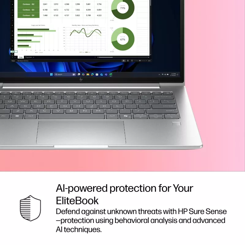 HP EliteBook 6 G1i nešiojamas kompiuteris Intel Core Ultra 7 255U 35,6 cm (14 colių) WUXGA 16 GB DDR5-SDRAM Wi-Fi 7 (802.11be) Windows 11 Pro AI PC sidabrinis