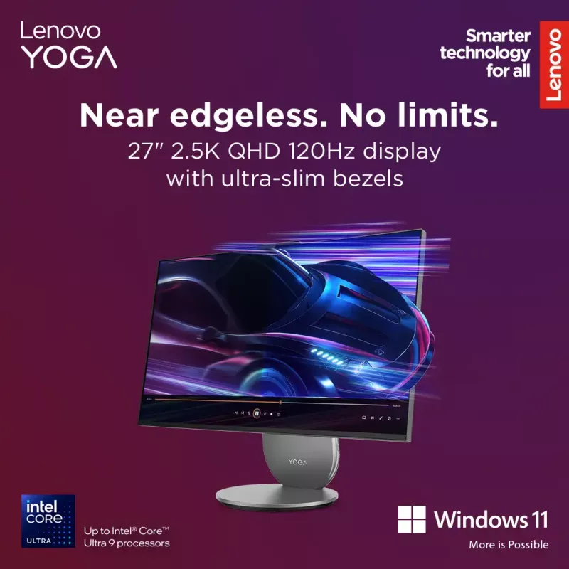 All-in-one kompiuteris Lenovo Yoga AIO 9 27IAH10 — 27 colių QHD, Intel Core Ultra 7 255H, 16 GB LPDDR5x, 1 TB SSD, Intel Arc 140T, Windows 11 Home