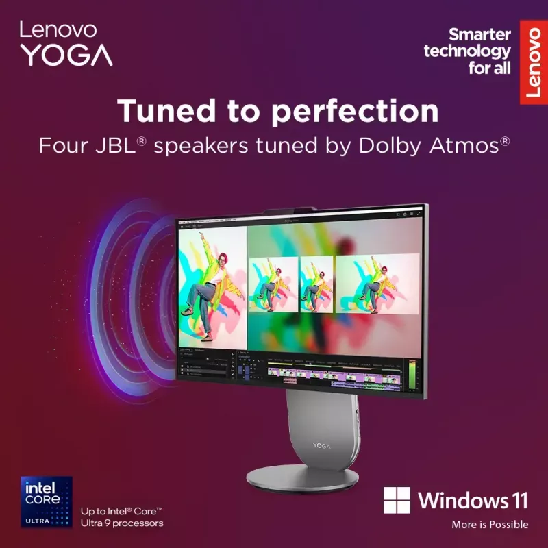 All-in-one kompiuteris Lenovo Yoga AIO 9 27IAH10 — 27 colių QHD, Intel Core Ultra 7 255H, 16 GB LPDDR5x, 1 TB SSD, Intel Arc 140T, Windows 11 Home