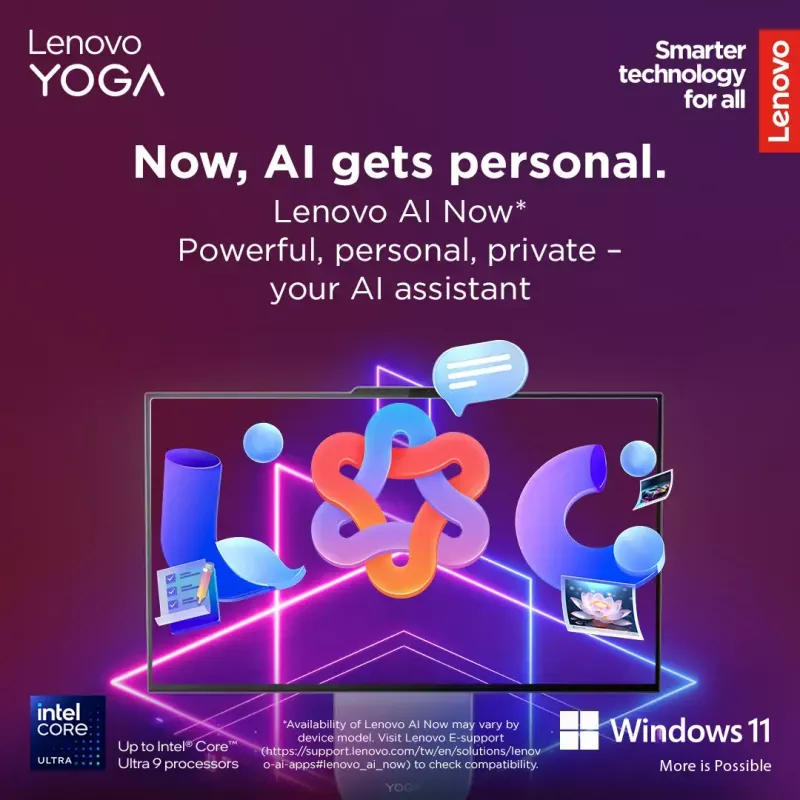 All-in-one kompiuteris Lenovo Yoga AIO 9 27IAH10 — 27 colių QHD, Intel Core Ultra 7 255H, 16 GB LPDDR5x, 1 TB SSD, Intel Arc 140T, Windows 11 Home