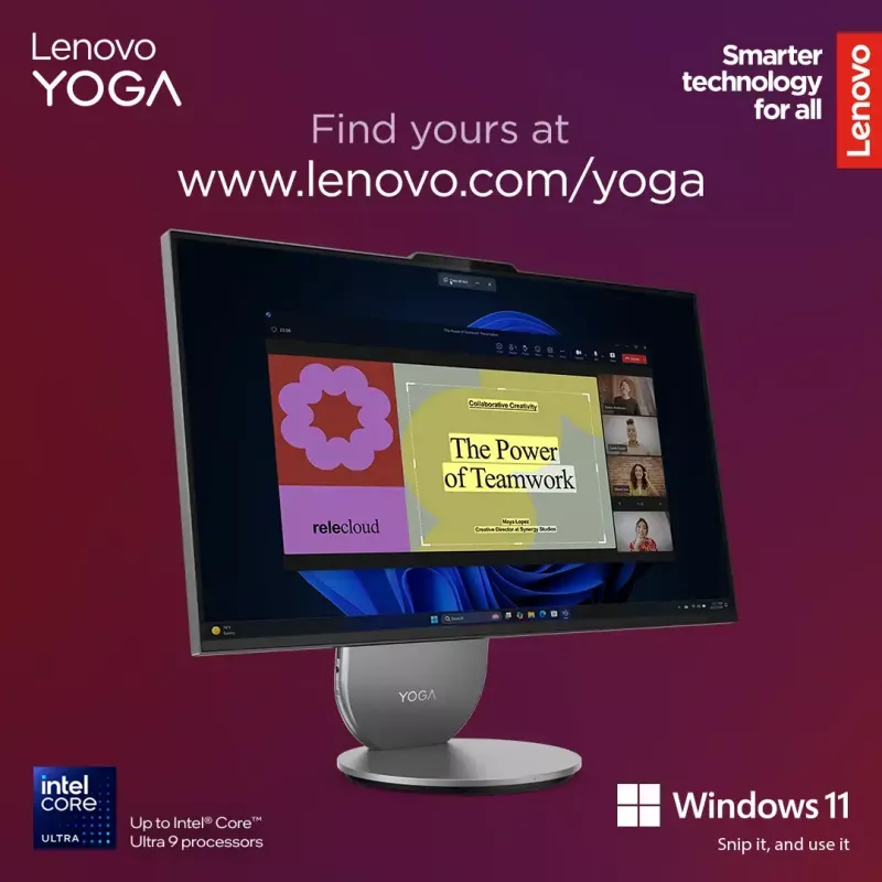 All-in-one kompiuteris Lenovo Yoga AIO 9 27IAH10 — 27 colių QHD, Intel Core Ultra 7 255H, 16 GB LPDDR5x, 1 TB SSD, Intel Arc 140T, Windows 11 Home