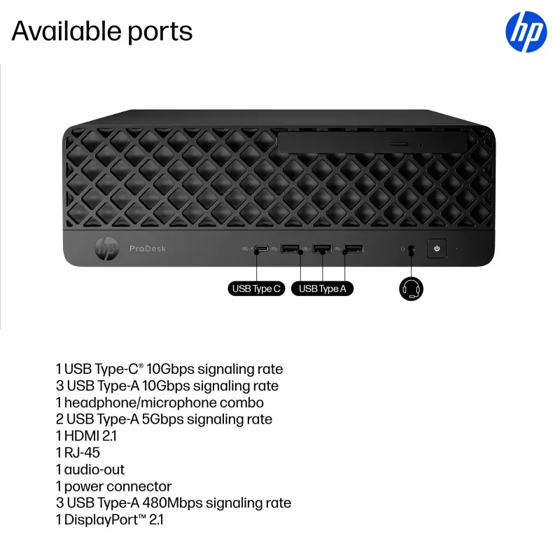 Kompiuteris HP ProDesk 4 SFF G1i AI – Intel Core Ultra 7 265 (5,3 GHz, 20 branduolių), 16 GB DDR5, 1 TB NVMe SSD, Windows 11 Pro, Wi‑Fi 6E