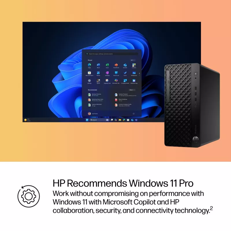 HP ProDesk 4 Tower G1i stalinis kompiuteris AI Intel Core Ultra 5 225 16 GB DDR5-SDRAM Windows 11 Pro