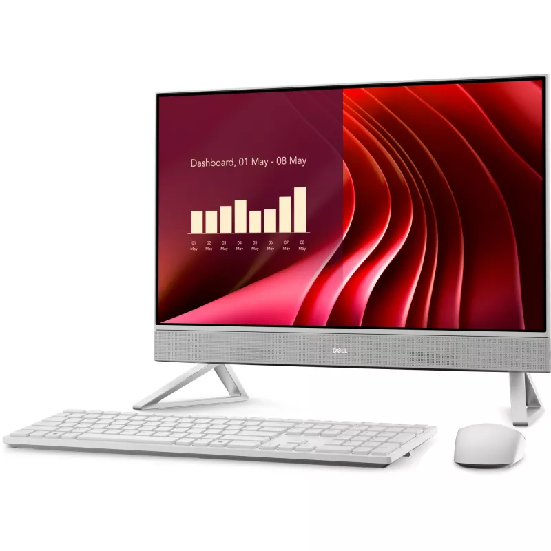 All-in-One kompiuteris Dell EC24250 – 23,8 col. Full HD jutiklinis WVA ekranas, Intel Core 7 150U iki 5,4 GHz, 16 GB DDR5, 1 TB SSD, Windows 11 Pro, baltas