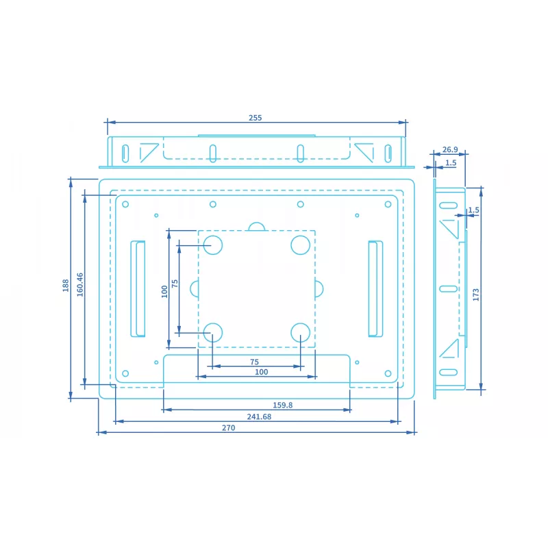 Laikiklis monitoriui ProDVX FM-10S – juodas, 270×188×27,4 mm, 0,67 kg, 1 vnt.